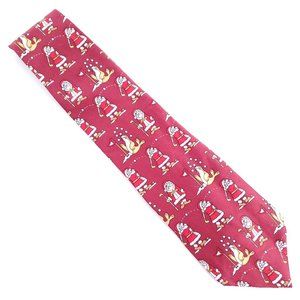 ZYLOS George Machado Men Silk Tie Christmas Santa Golf Red 58x4 - NWOT - USA